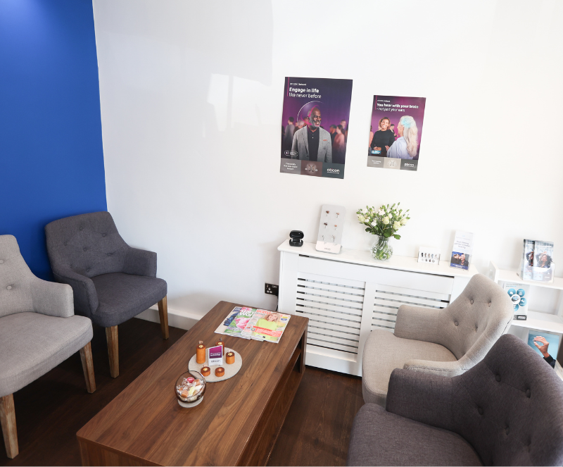 Customer waiting area at House of Hearing Ashton-under-Lyne.