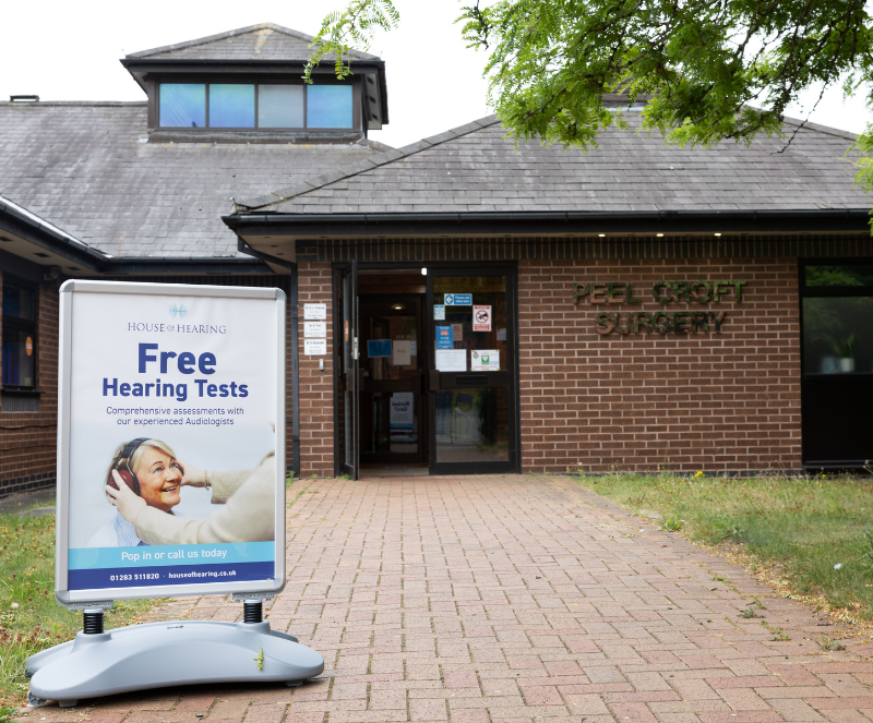 Outside House of Hearing Burton upon Trent at Peel Croft GP Surgery.