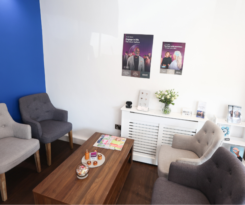 Customer waiting area at House of Hearing Ashton-under-Lyne.