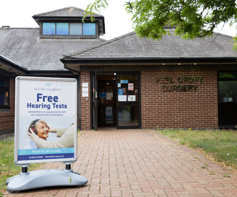 Outside House of Hearing Burton upon Trent at Peel Croft GP Surgery.